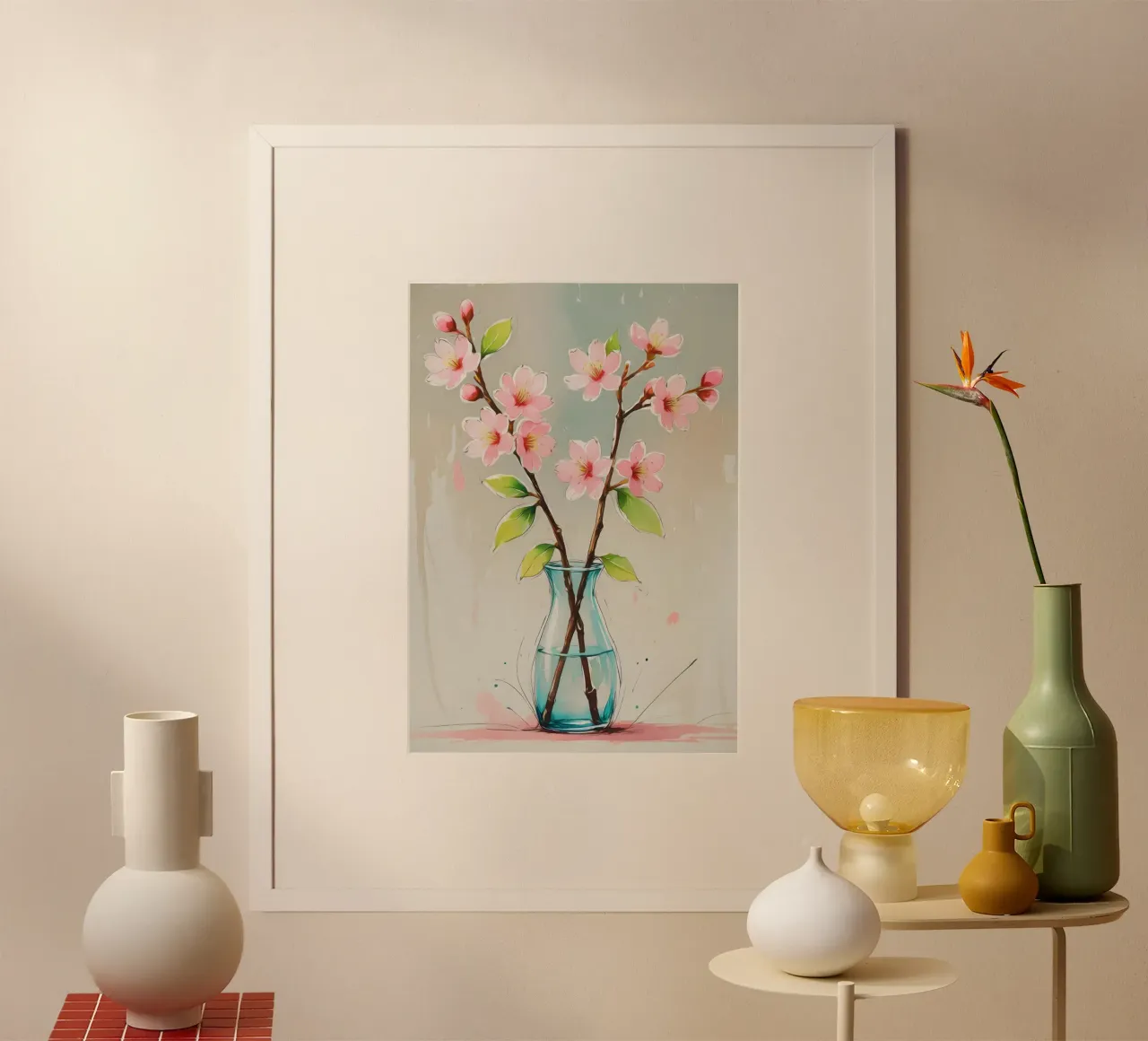 Pittura digitale minimalista di fiori di ciliegio carta hahnemühle da Bloom And Brush