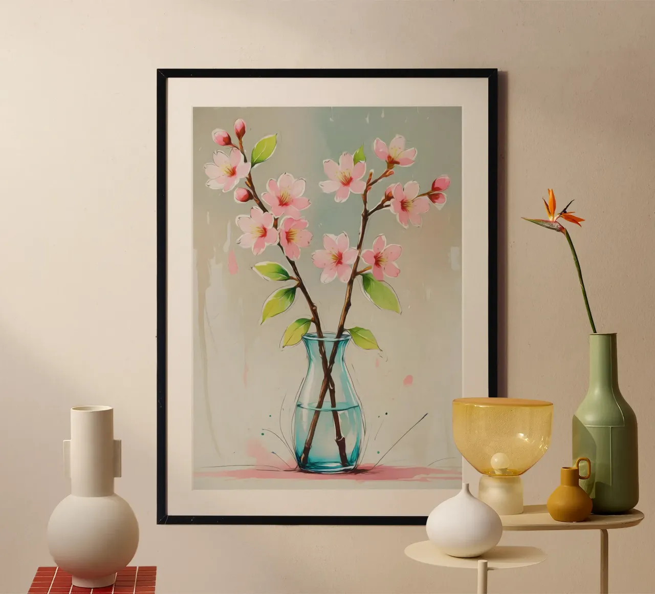 Pittura digitale minimalista di fiori di ciliegio carta hahnemühle da Bloom And Brush
