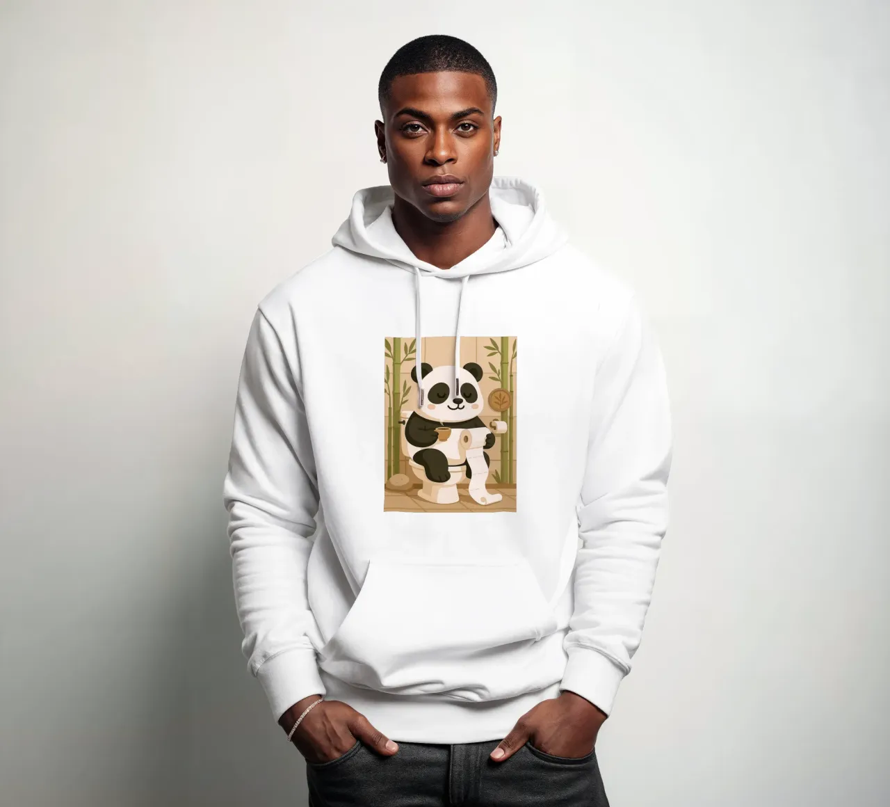 Panda sul water con caffè felpa con cappuccio da JoyWalkerShop