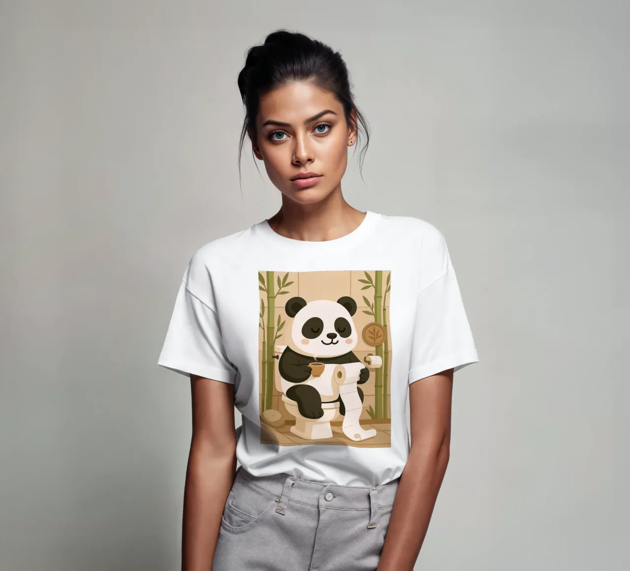 Panda sul water con caffè t-shirt da JoyWalkerShop