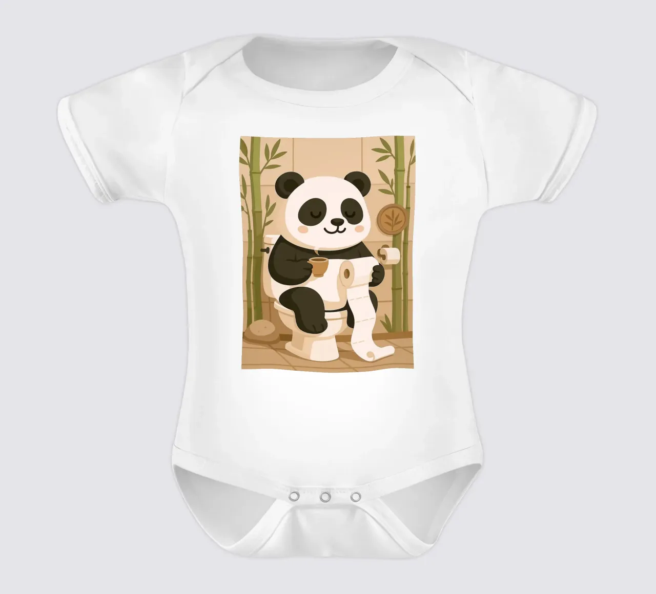 Panda sul water con caffè body neonato maniche corte da JoyWalkerShop