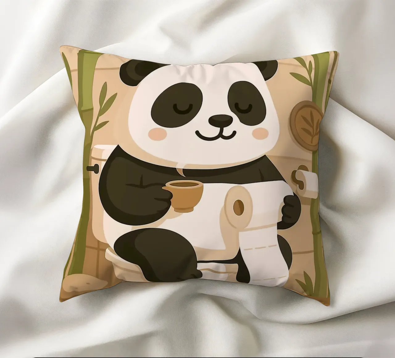Panda sul water con caffè cuscino da JoyWalkerShop