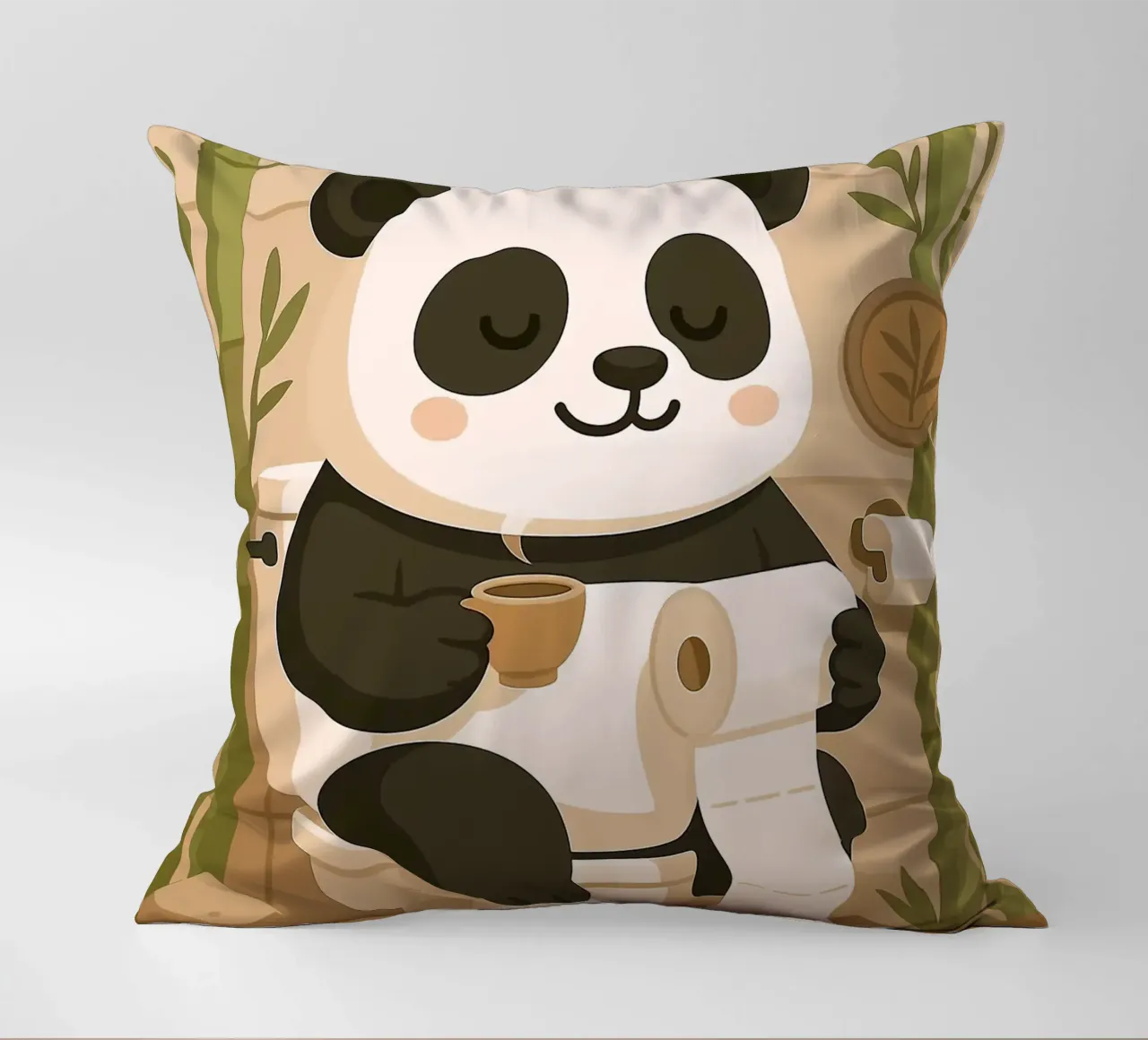 Panda sul water con caffè cuscino da JoyWalkerShop
