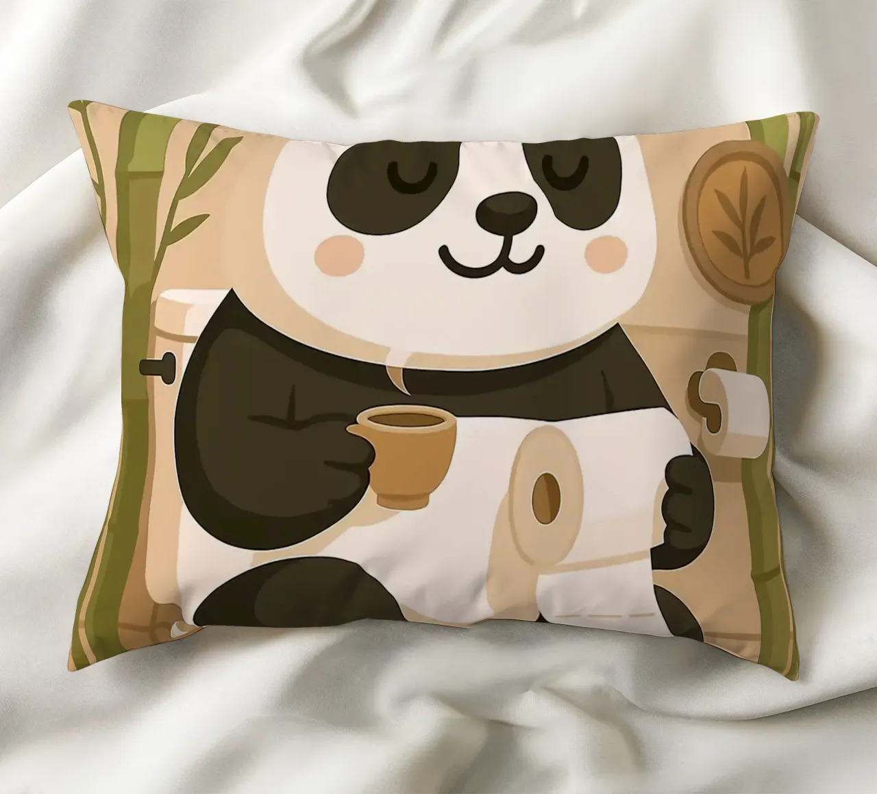 Panda sul water con caffè cuscino da JoyWalkerShop