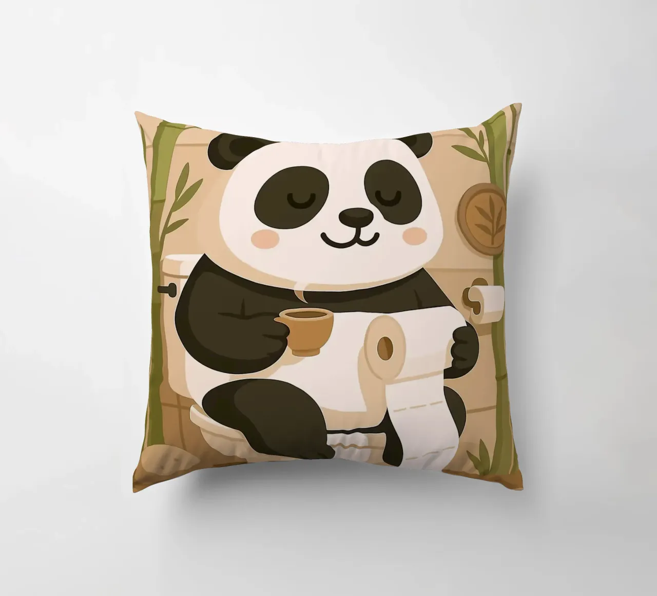 Panda sul water con caffè cuscino da JoyWalkerShop