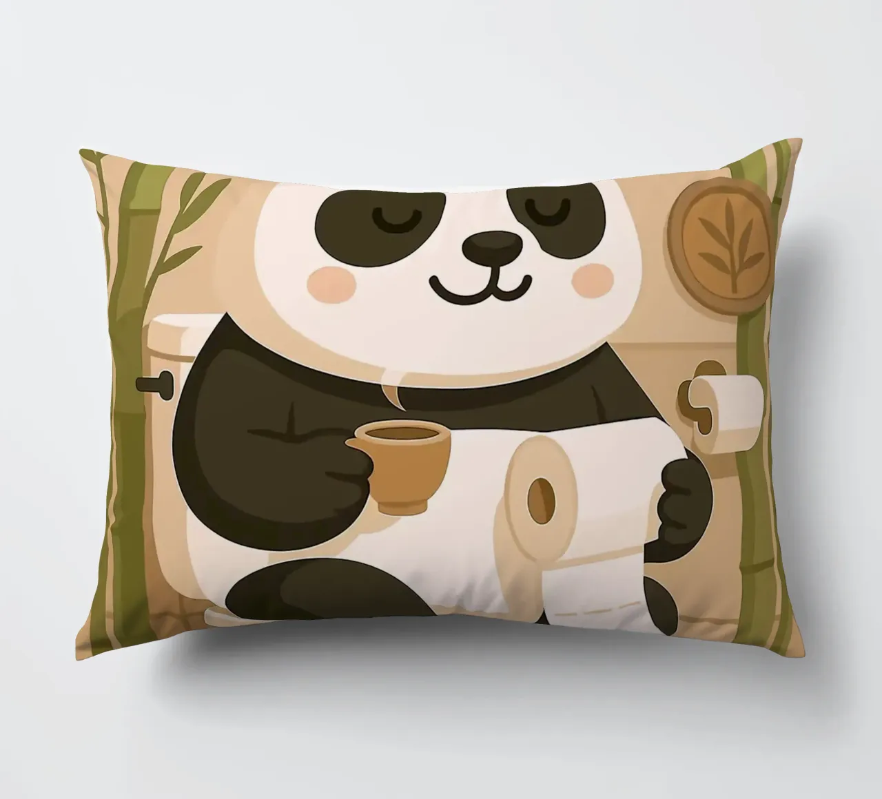 Panda sul water con caffè cuscino da JoyWalkerShop