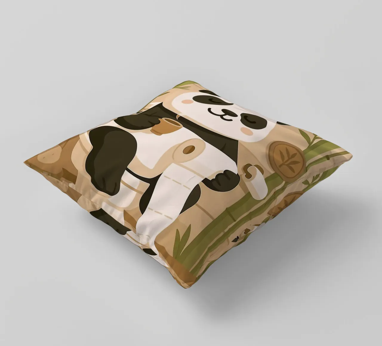 Panda sul water con caffè cuscino da JoyWalkerShop