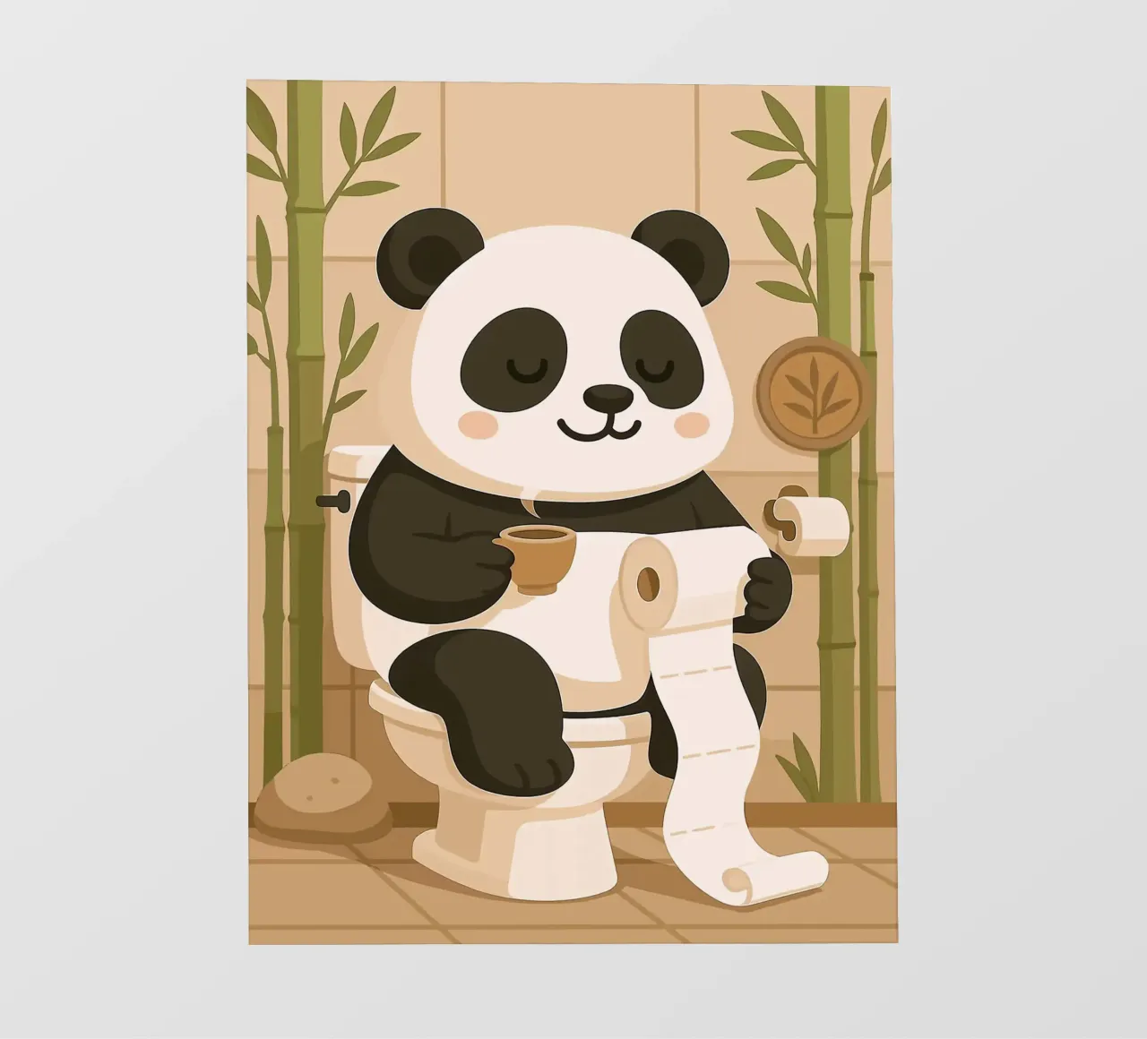 Panda sul water con caffè telo in pvc da JoyWalkerShop