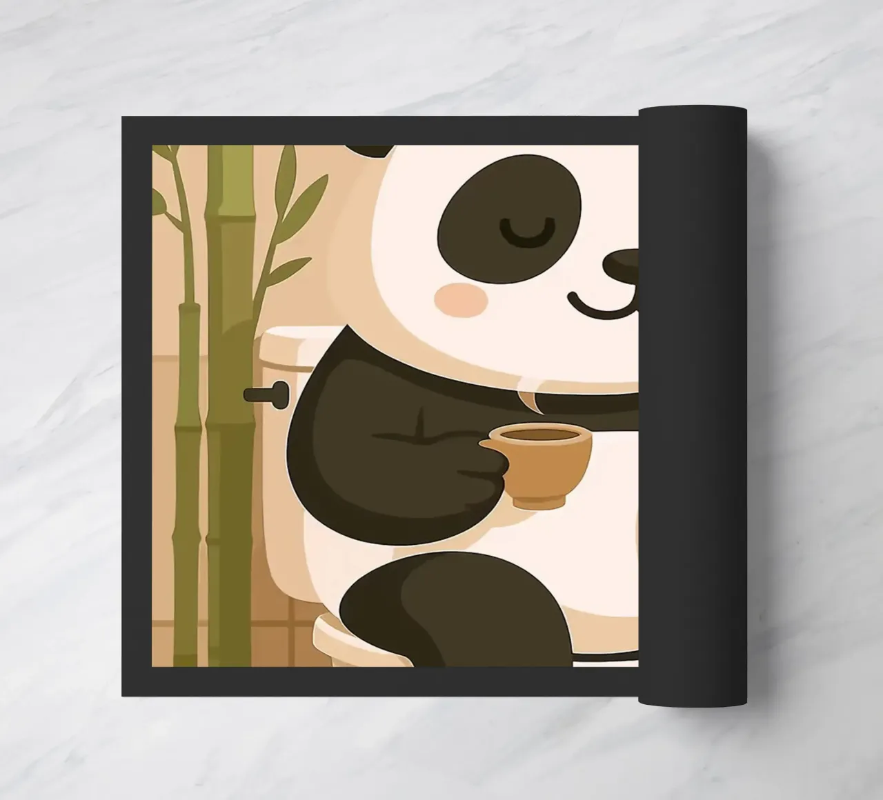 Panda sul water con caffè zerbino da JoyWalkerShop