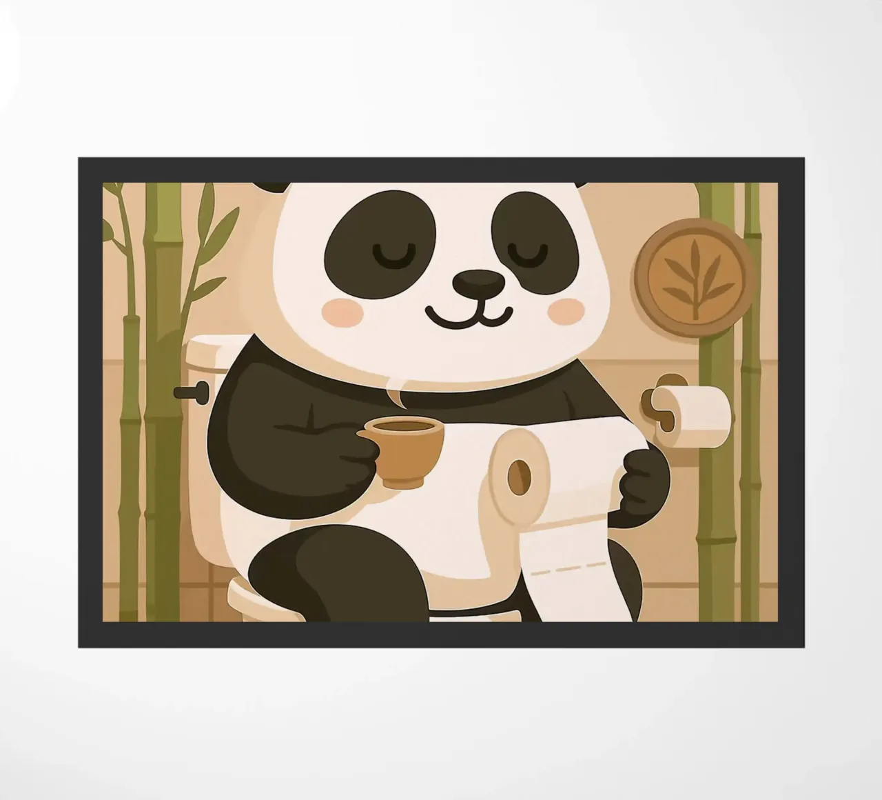 Panda sul water con caffè zerbino da JoyWalkerShop