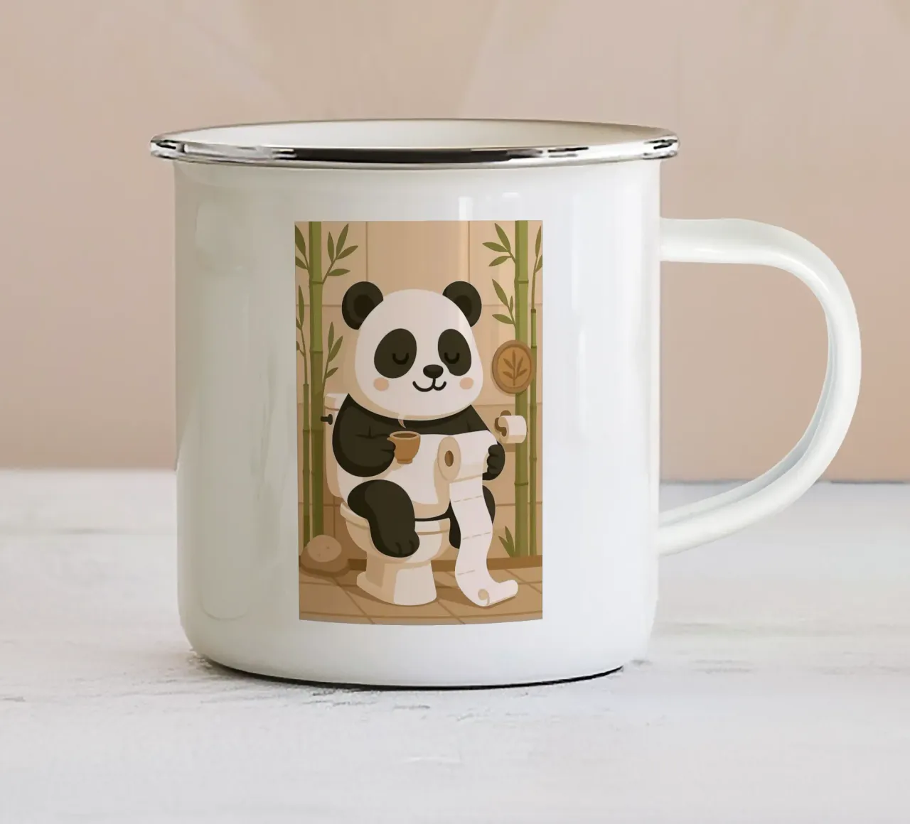 Panda sul water con caffè tazza in smalto da JoyWalkerShop
