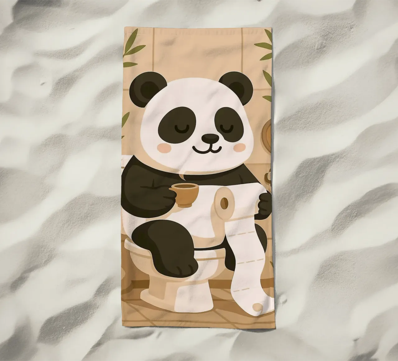Panda sul water con caffè telo mare da JoyWalkerShop