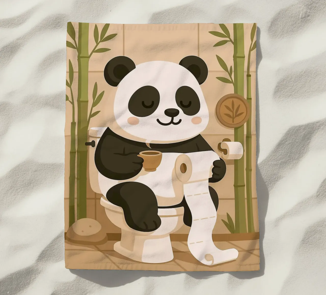 Panda sul water con caffè telo mare da JoyWalkerShop