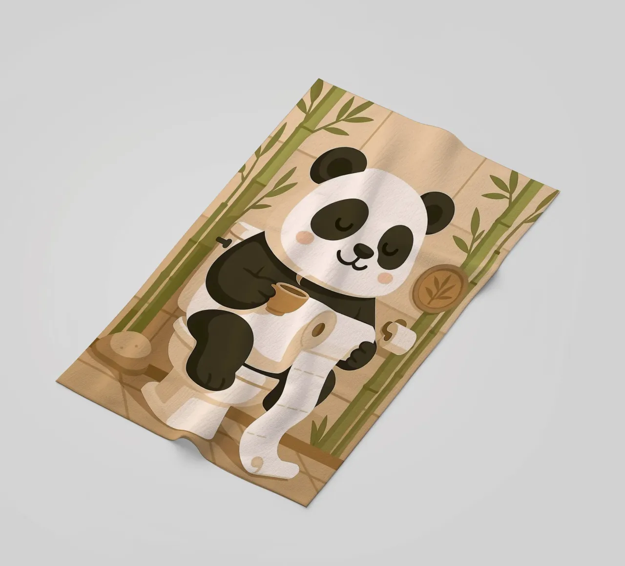 Panda sul water con caffè telo mare da JoyWalkerShop