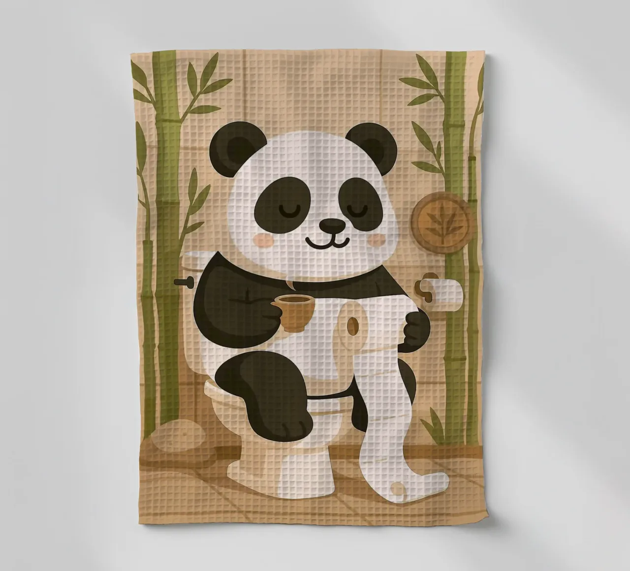 Panda sul water con caffè canovaccio da cucina da JoyWalkerShop