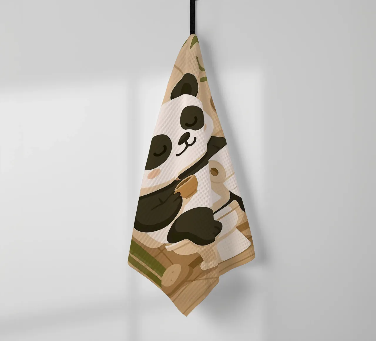 Panda sul water con caffè canovaccio da cucina da JoyWalkerShop
