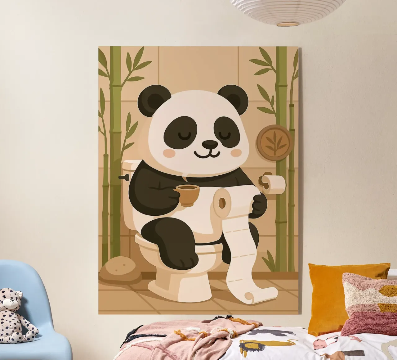Panda en el retrete con café metacrilato de JoyWalkerShop