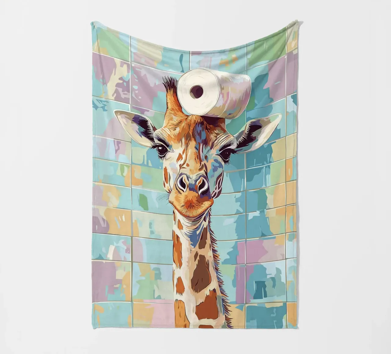 Giraffa con carta igienica in testa coperta in pile da JoyWalkerShop