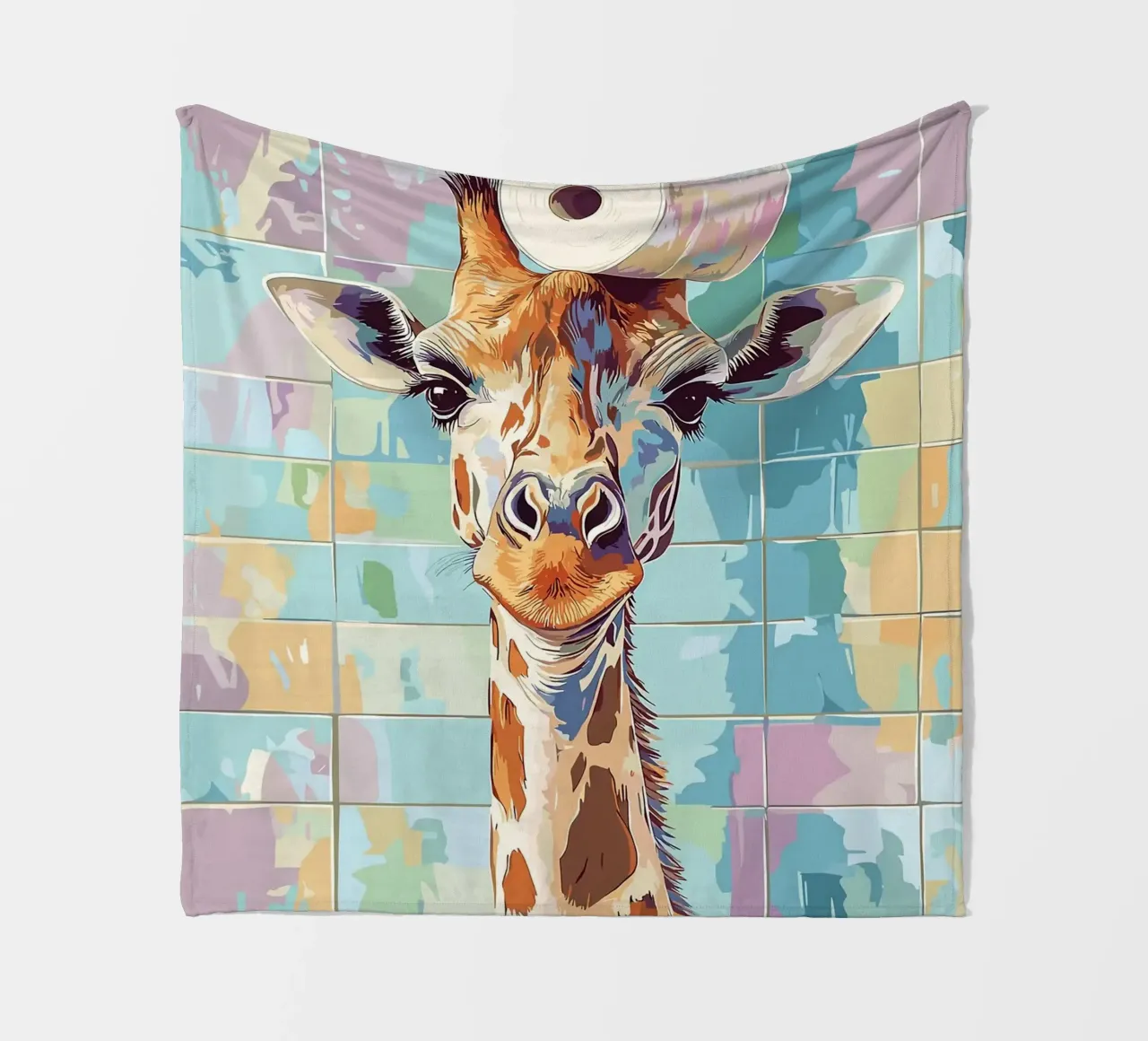 Giraffa con carta igienica in testa coperta in pile da JoyWalkerShop
