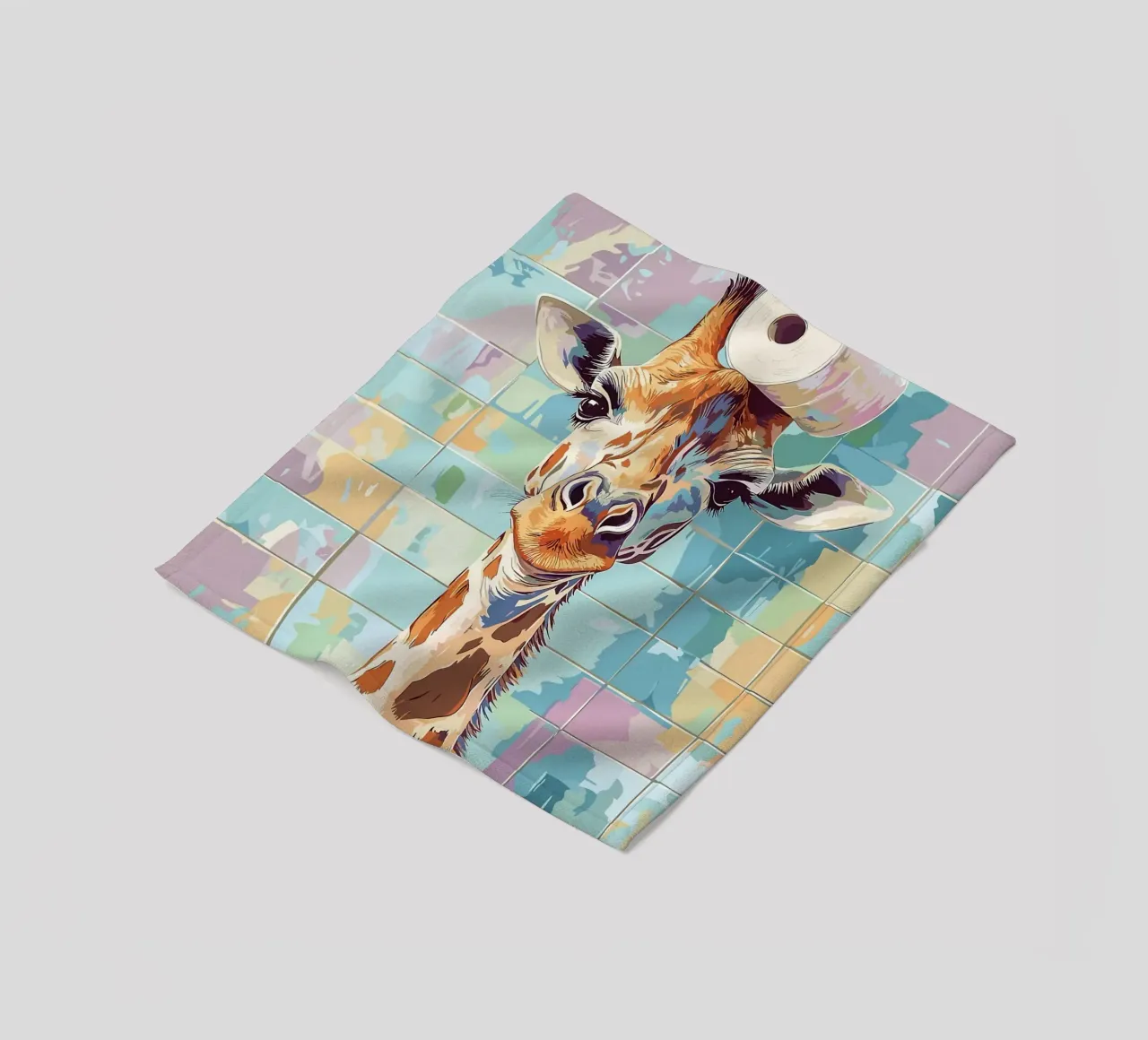 Giraffa con carta igienica in testa coperta in pile da JoyWalkerShop