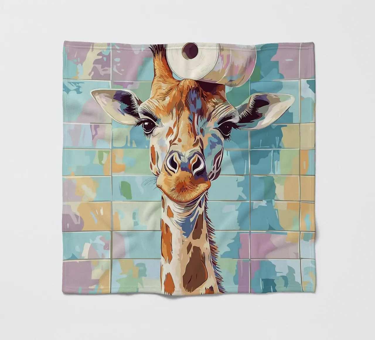 Giraffa con carta igienica in testa coperta in pile da JoyWalkerShop