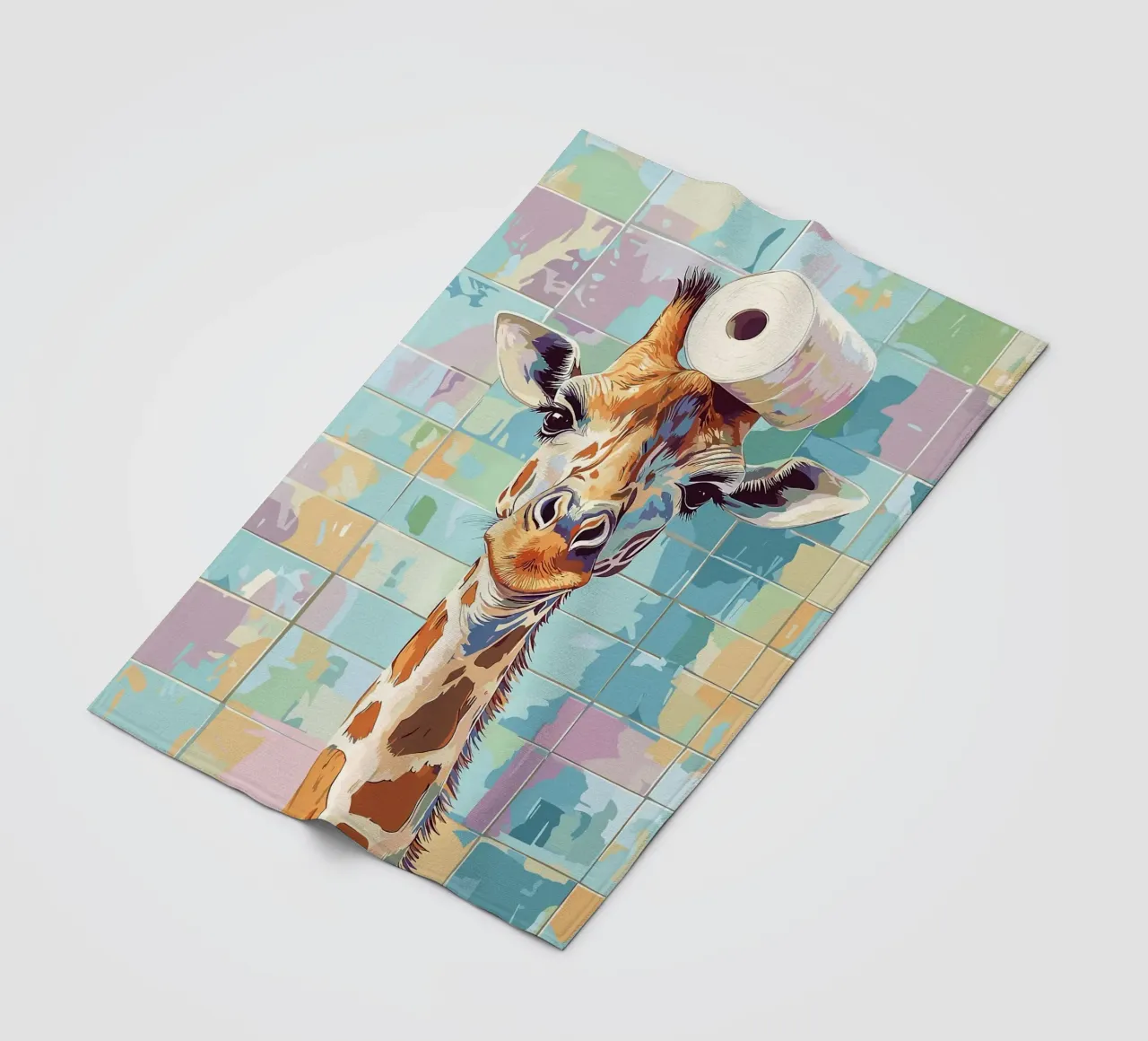 Giraffa con carta igienica in testa coperta in pile da JoyWalkerShop