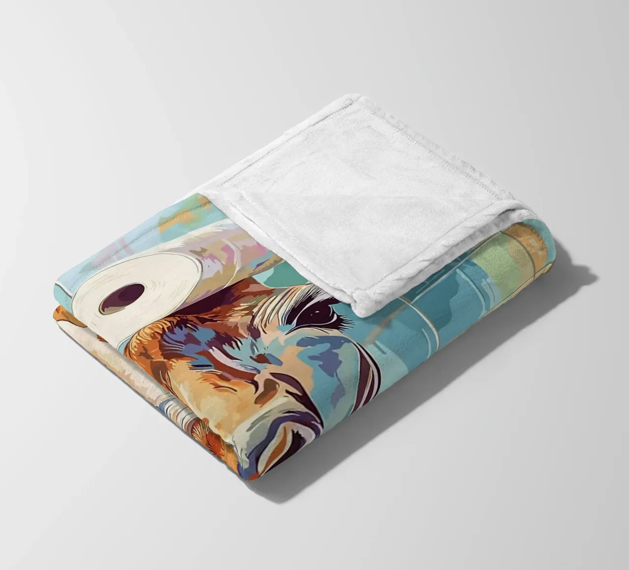 Giraffa con carta igienica in testa coperta in pile da JoyWalkerShop