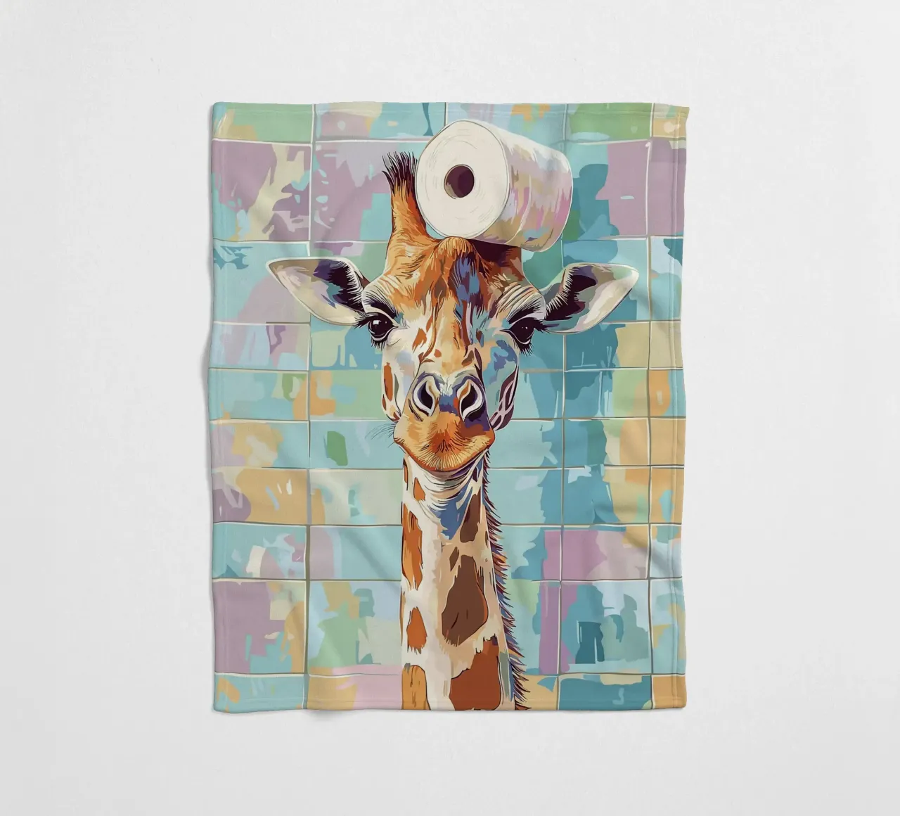Giraffa con carta igienica in testa coperta in pile da JoyWalkerShop