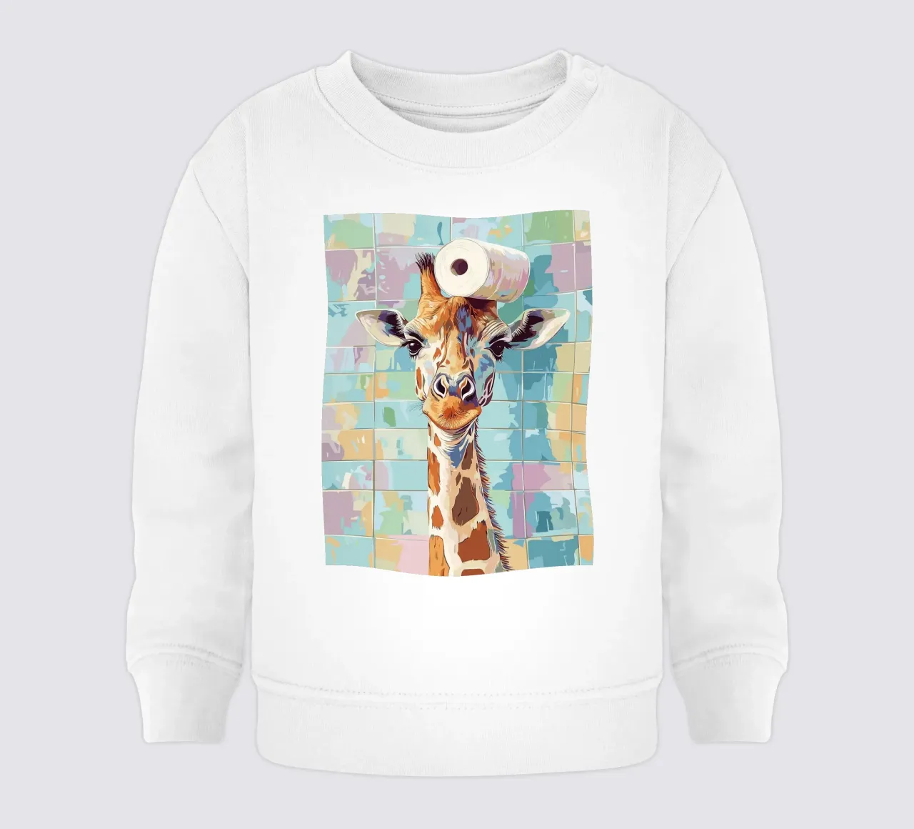 Giraffa con carta igienica in testa felpa neonato da JoyWalkerShop