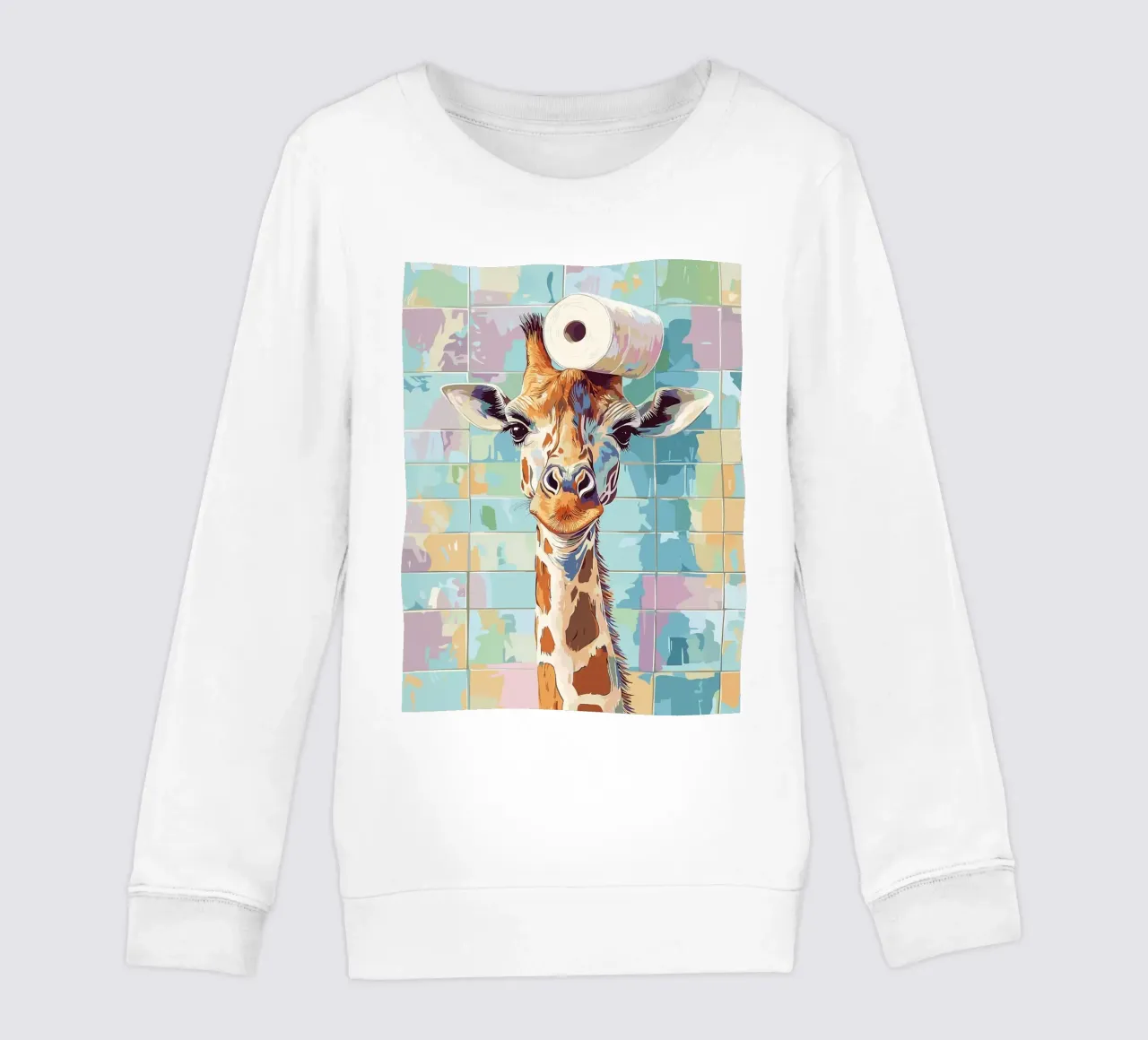 Giraffa con carta igienica in testa felpa bambino da JoyWalkerShop