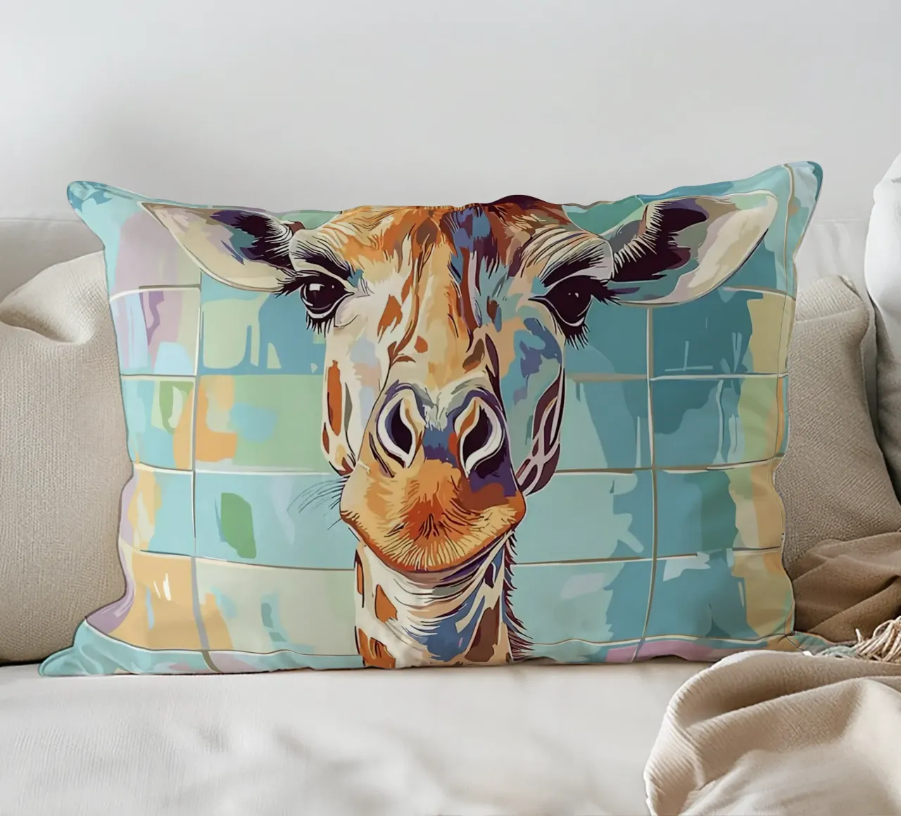 Giraffa con carta igienica in testa cuscino da JoyWalkerShop