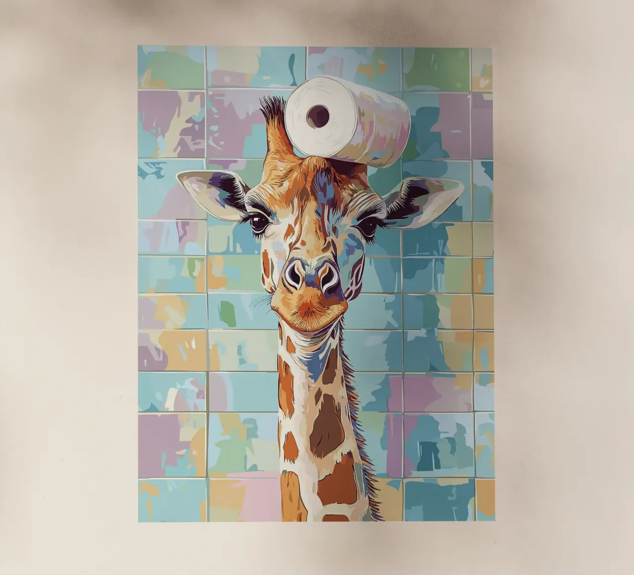 Giraffa con carta igienica in testa pellicola backlit da JoyWalkerShop