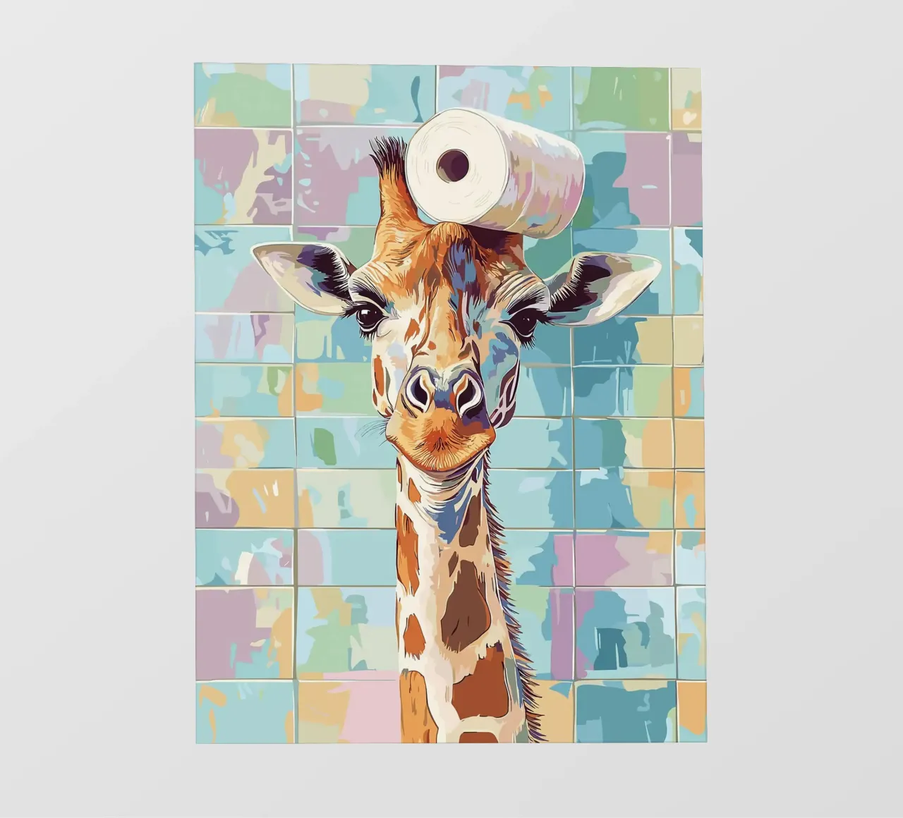 Giraffa con carta igienica in testa telo in pvc da JoyWalkerShop