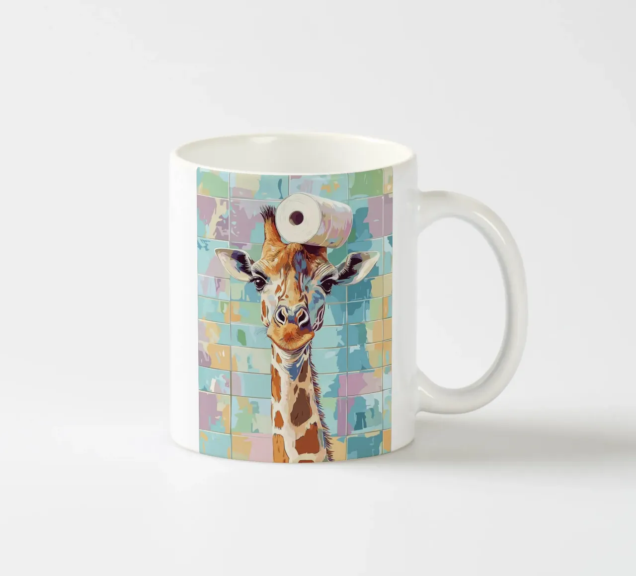 Giraffa con carta igienica in testa tazza in ceramica da JoyWalkerShop
