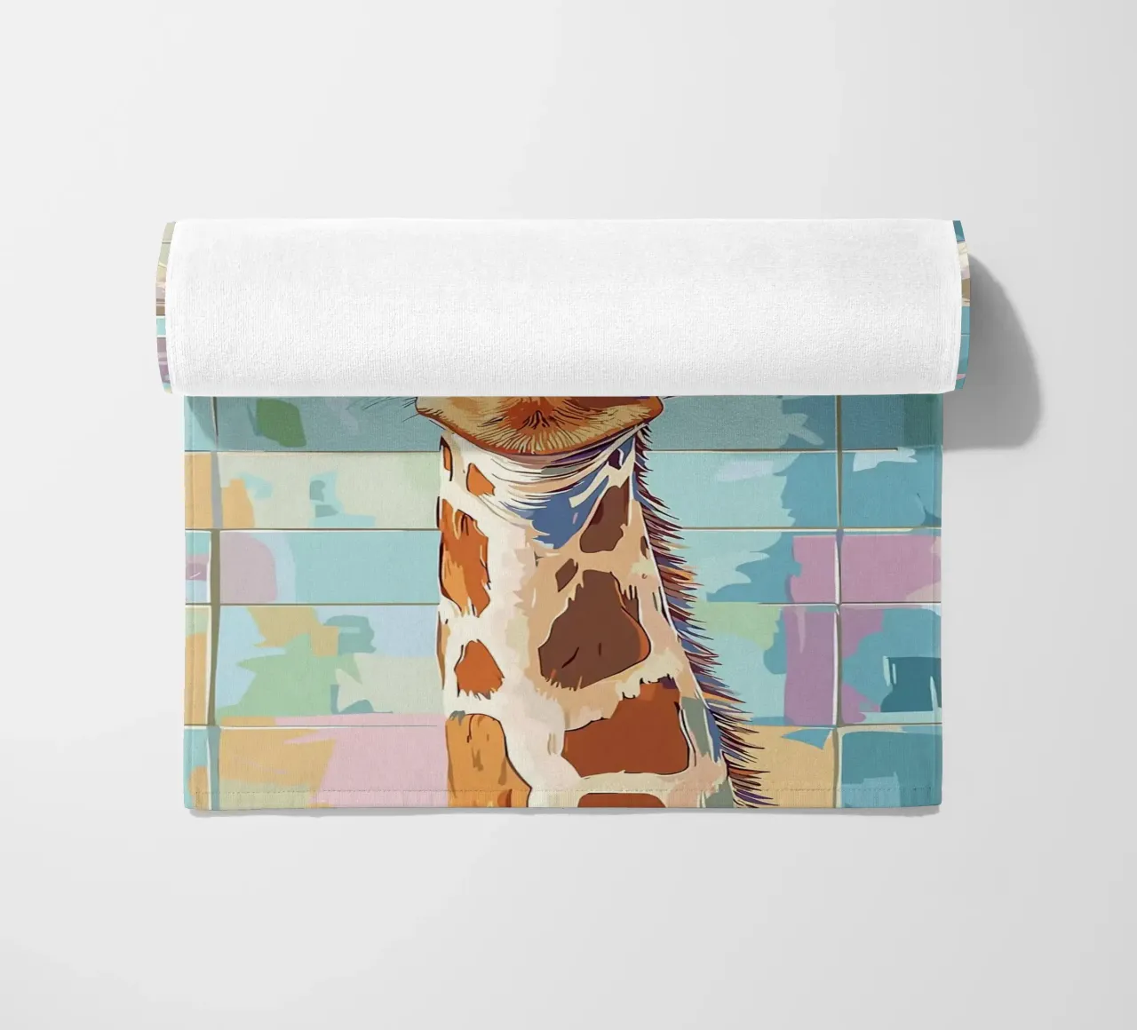 Giraffa con carta igienica in testa telo mare da JoyWalkerShop