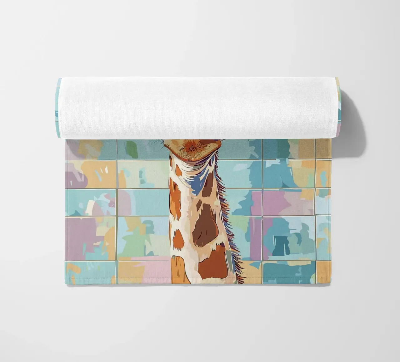 Giraffa con carta igienica in testa telo mare da JoyWalkerShop