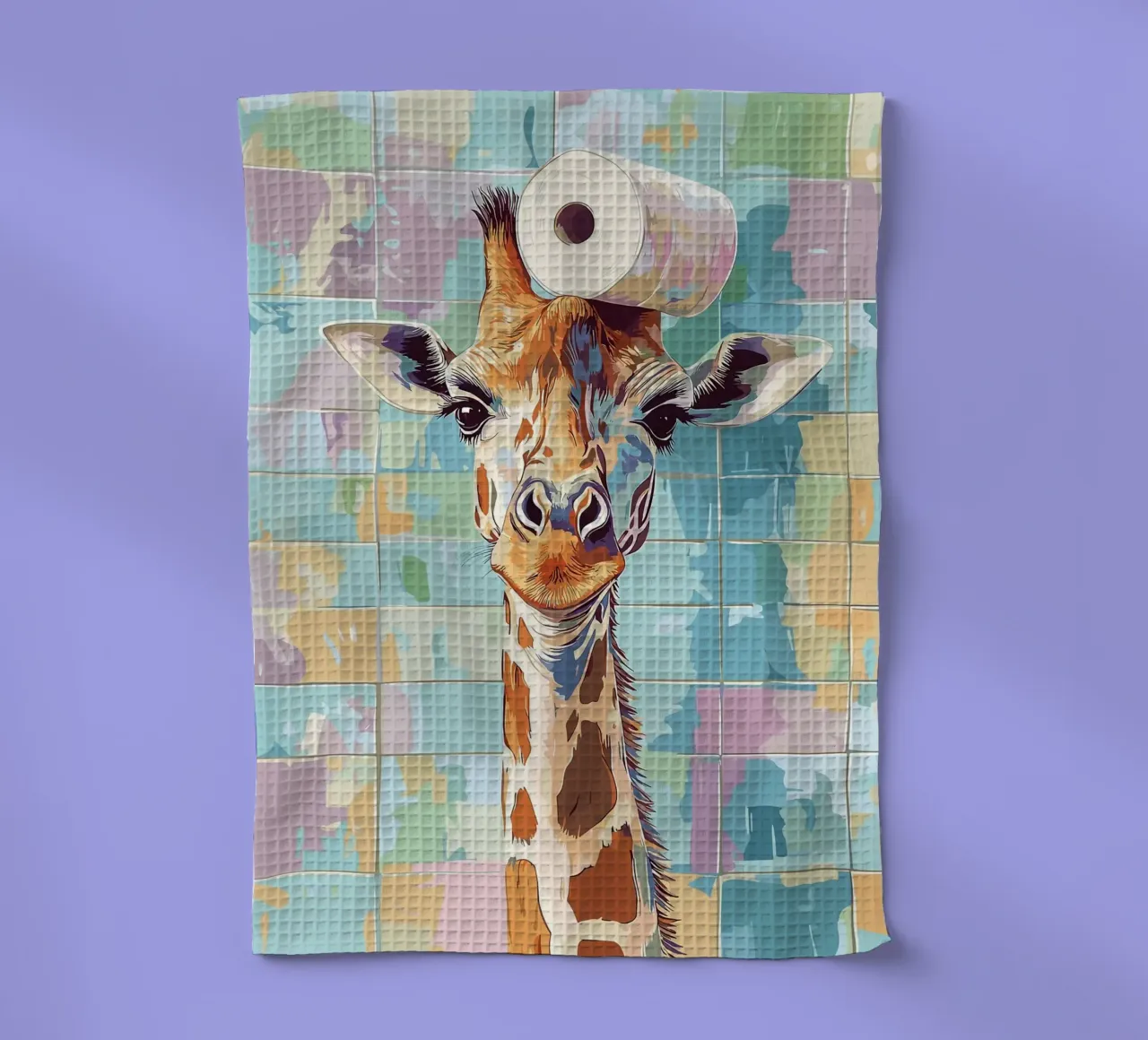 Giraffa con carta igienica in testa canovaccio da cucina da JoyWalkerShop