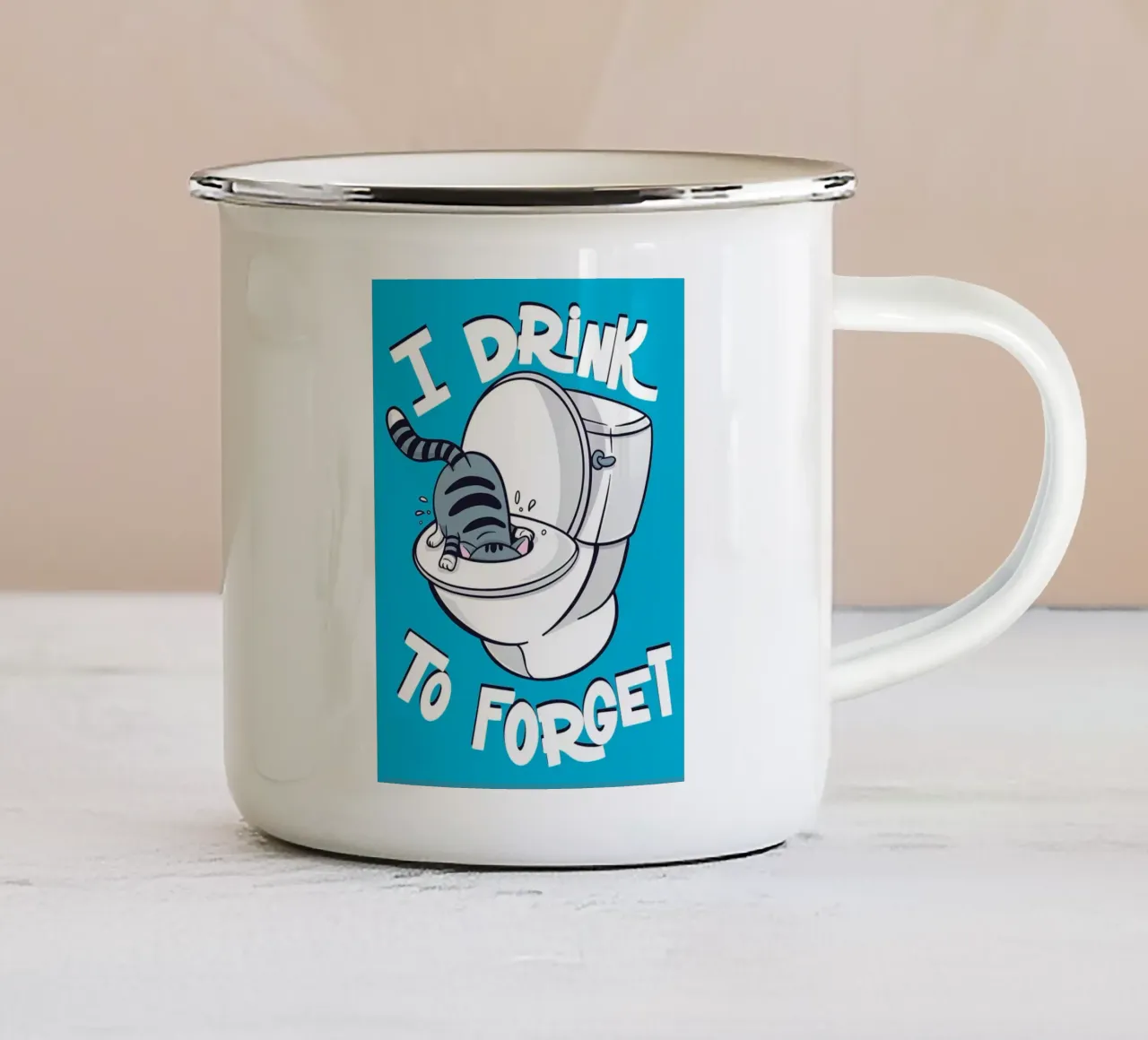 Bevo per dimenticare tazza in smalto da JoyWalkerShop