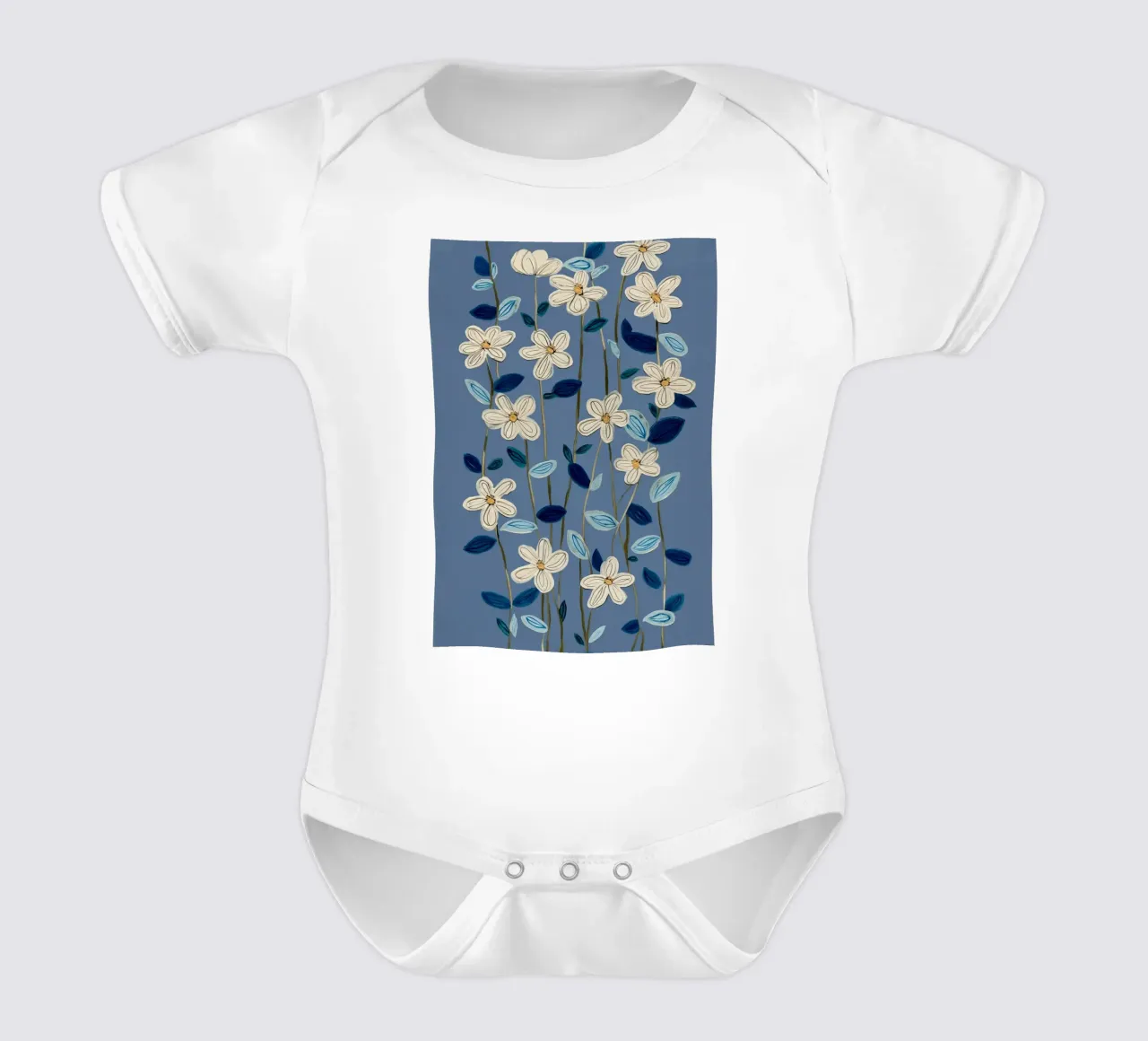 Jasmine Vines on Blue body neonato maniche corte da Flow Line