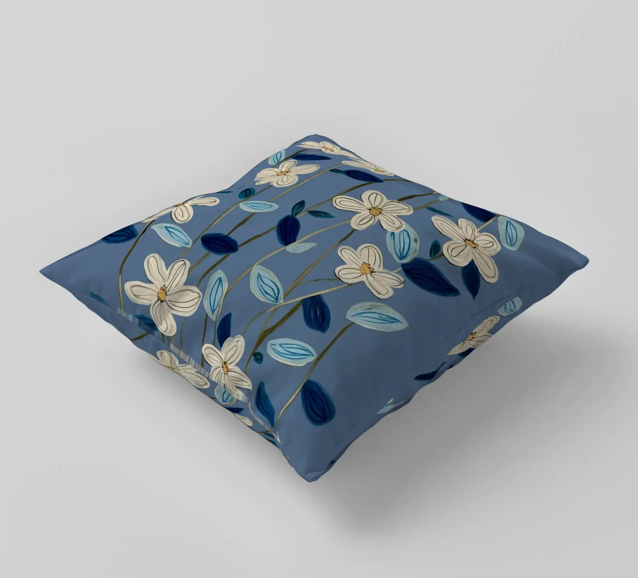 Jasmine Vines on Blue cuscino da Flow Line