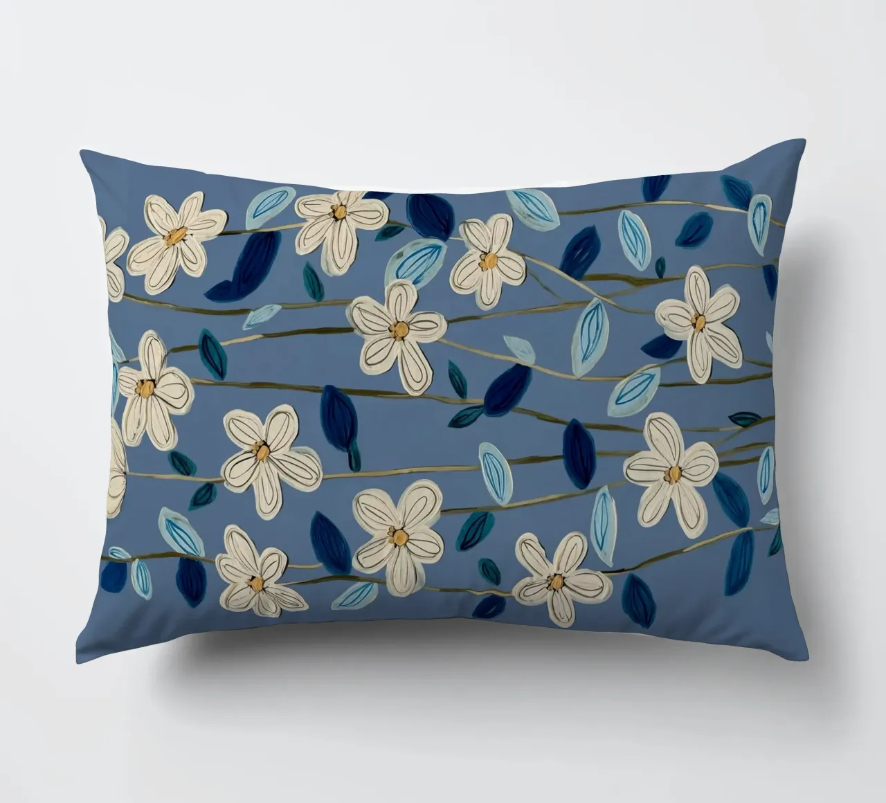 Jasmine Vines on Blue cuscino da Flow Line