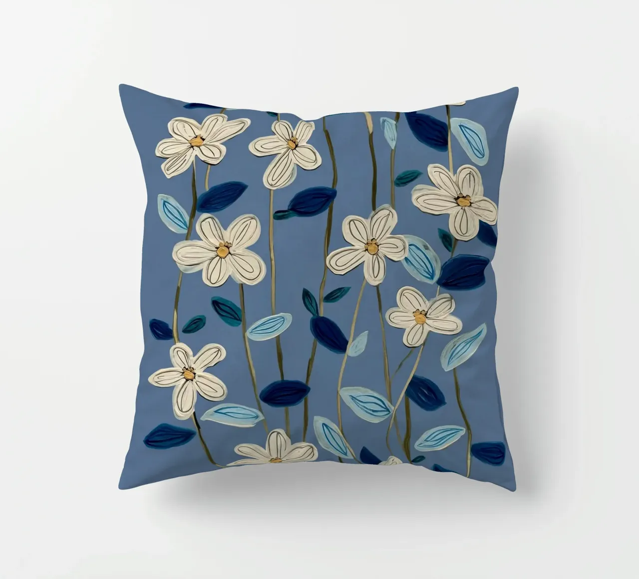 Jasmine Vines on Blue cuscino da Flow Line