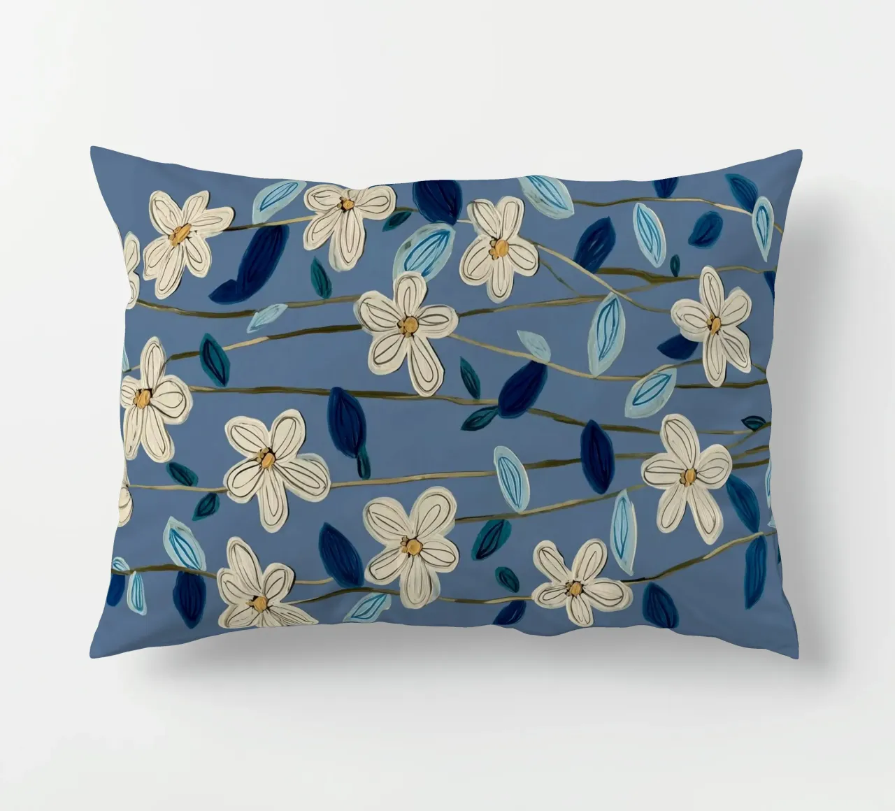 Jasmine Vines on Blue cuscino da Flow Line