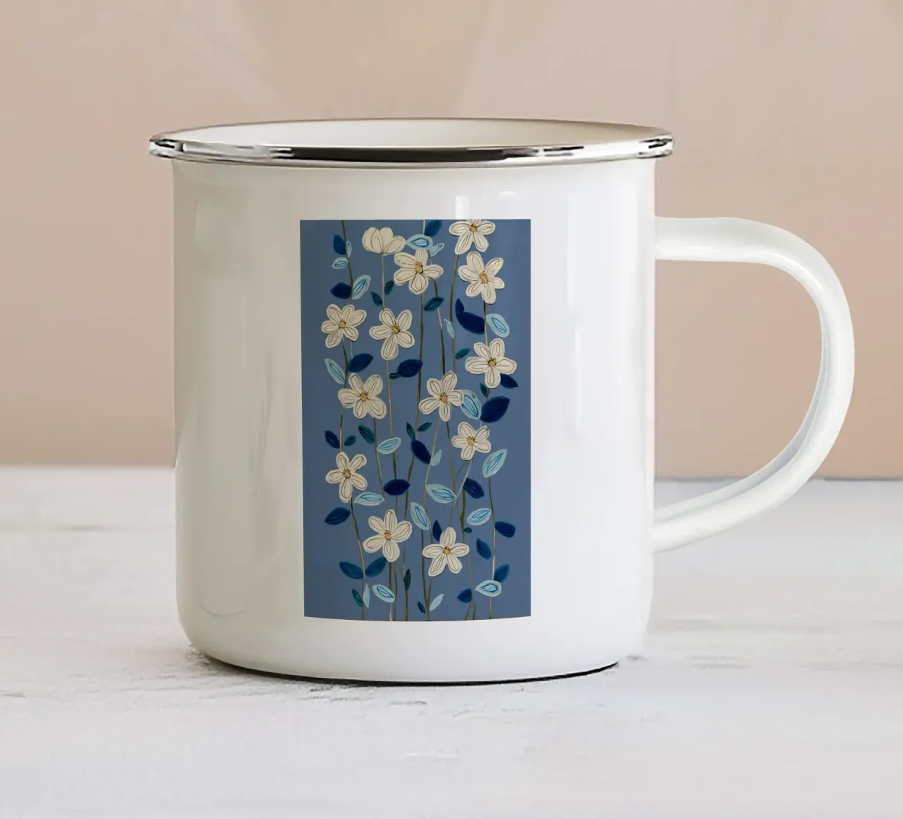 Jasmine Vines on Blue tazza in smalto da Flow Line
