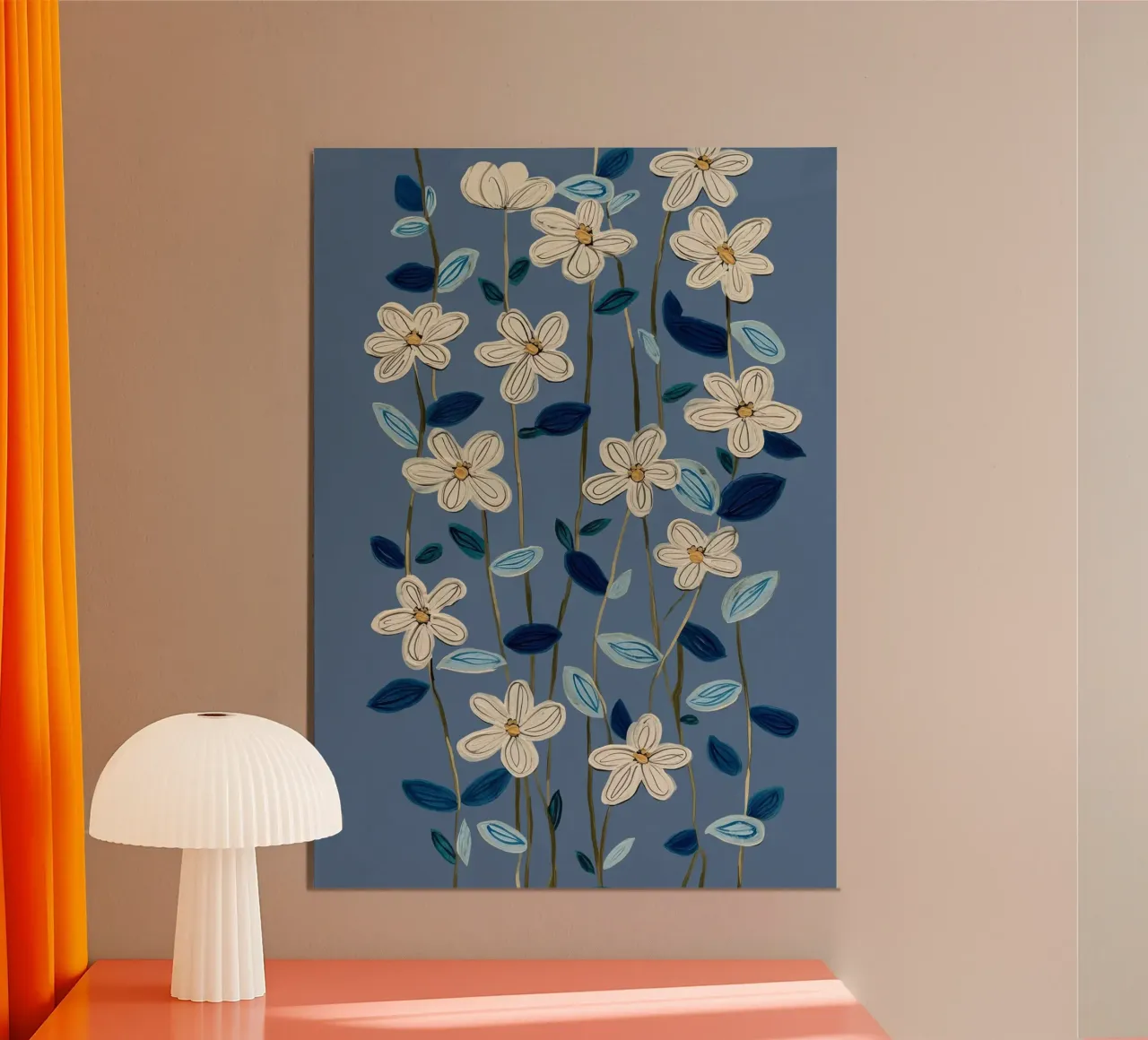Jasmine Vines on Blue alluminio dibond da Flow Line
