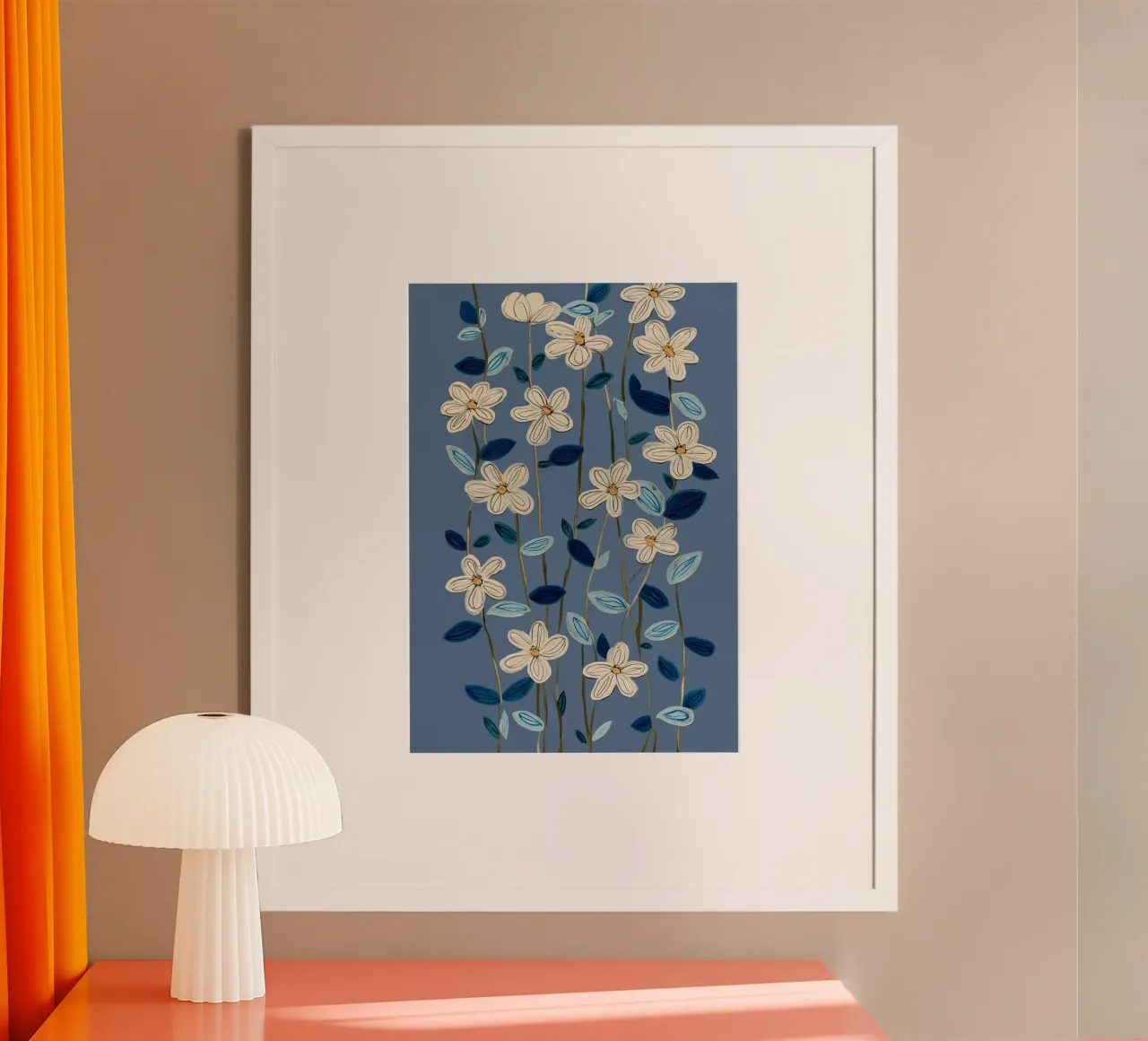 Jasmine Vines on Blue carta hahnemühle da Flow Line
