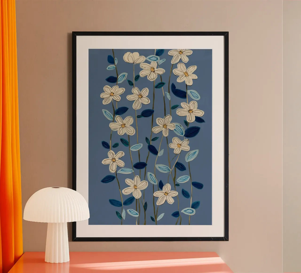 Jasmine Vines on Blue carta hahnemühle da Flow Line