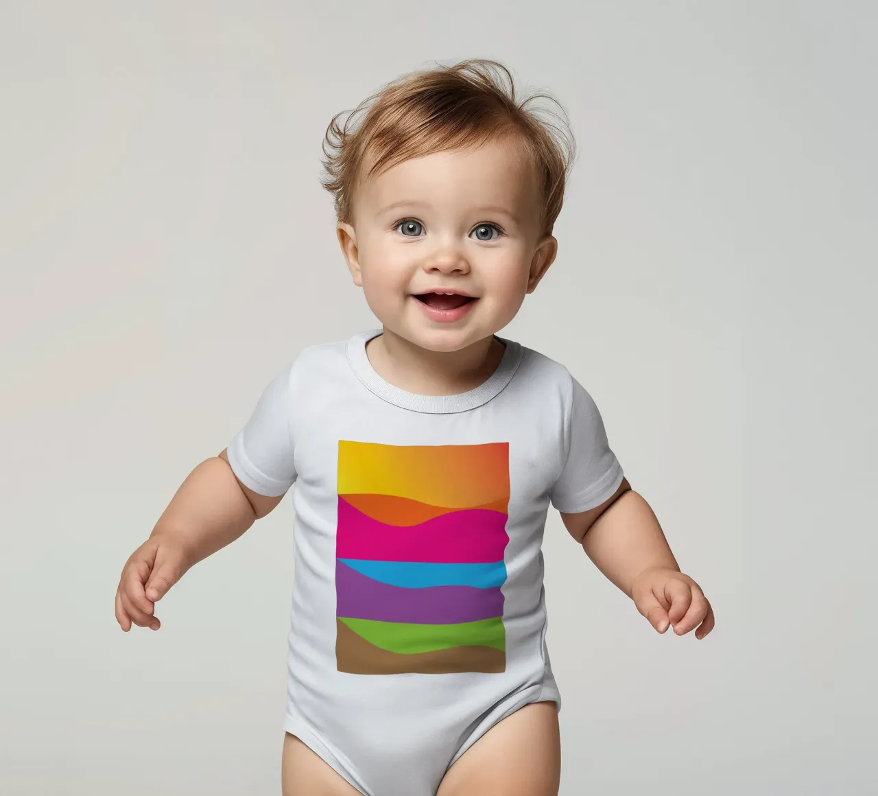 layers of earth vector color short-sleeve baby romper by Plumpz