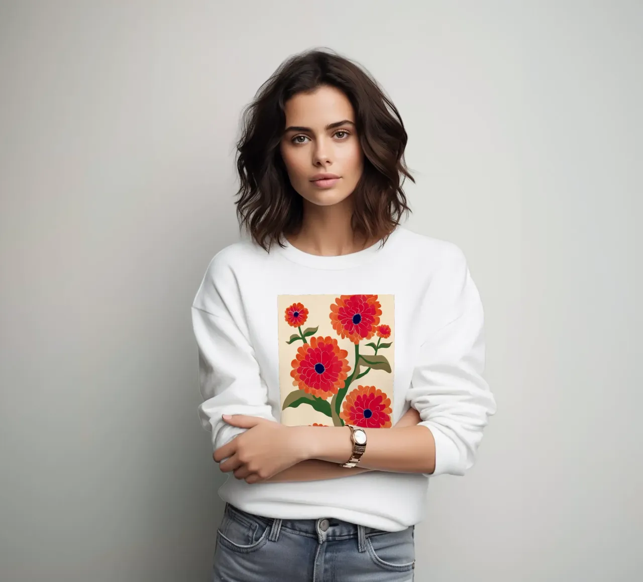 Red Zinnias felpa da Flow Line