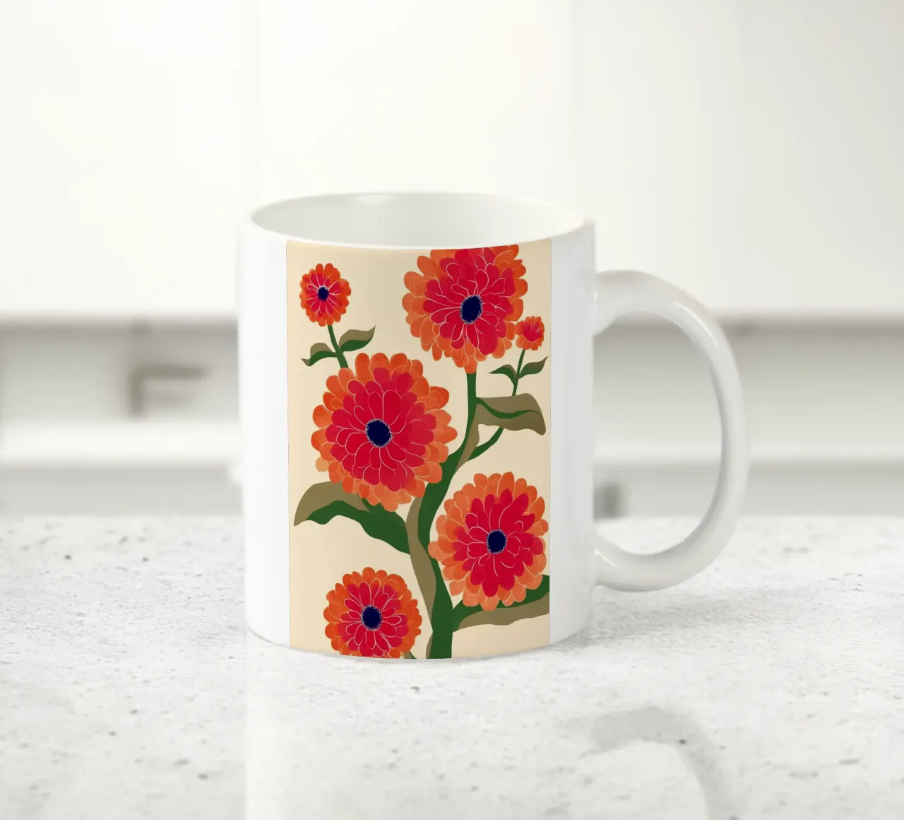 Red Zinnias tazza in ceramica da Flow Line
